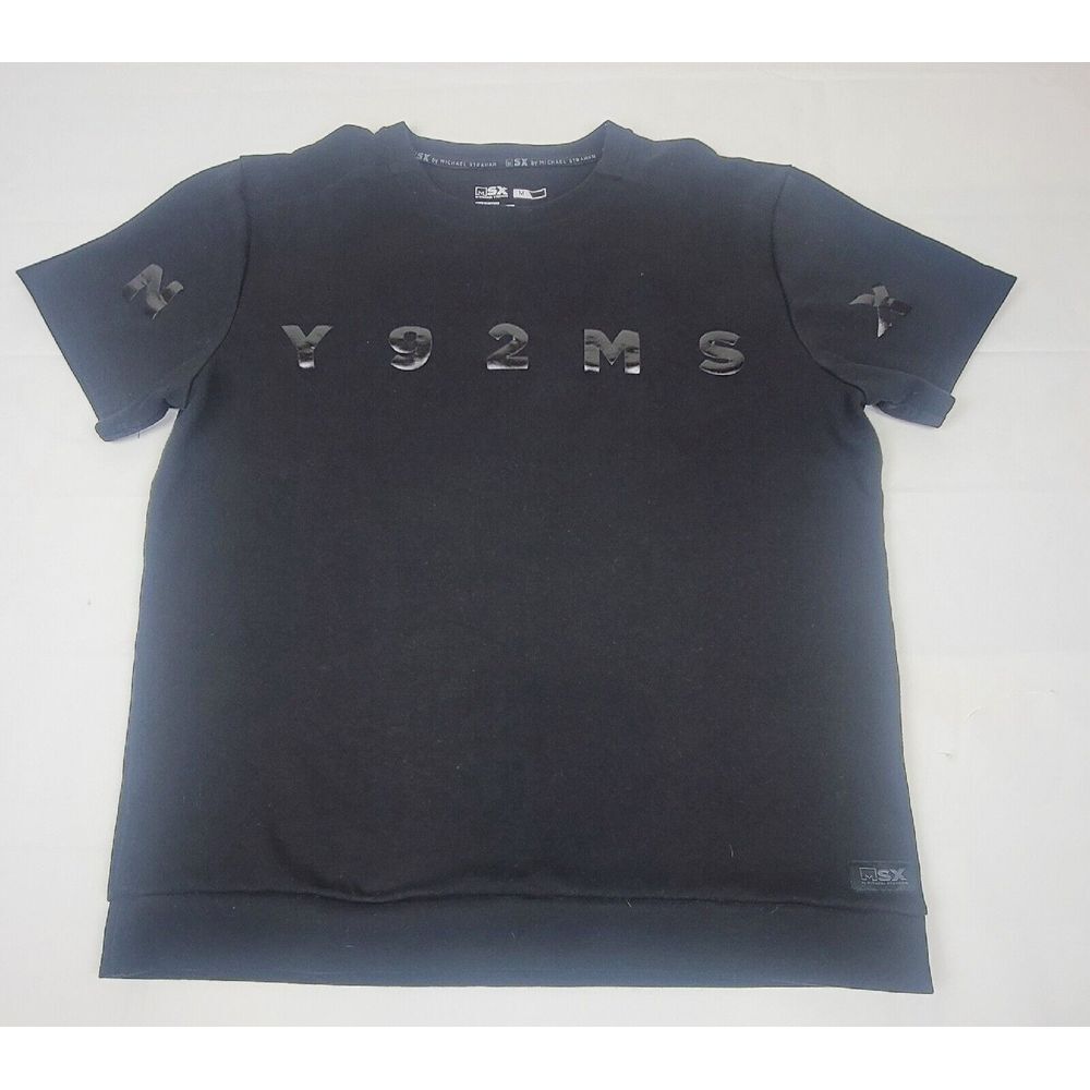 MSX Michael‎ Strahan T-Shirt Mens XL. Front Back Lettering Black Short Sleeve.